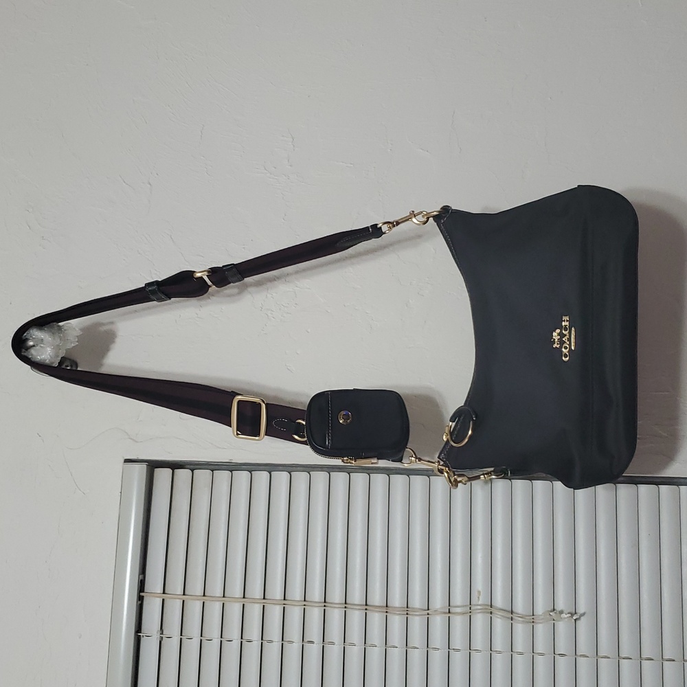 Coach Ellis Black Nylon & Leather Shoulder Crossbody Bag - Picture 2 of 10